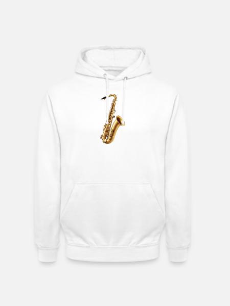 Goldenes Saxophon – Jazzglanz - Unisex Hoodie - Weiß