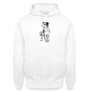Australischer Schäferhund - Unisex Hoodie - Weiß - Vorne - AI Model Male 185 dark (185cm) & AI Model Female 172 dark (172cm)