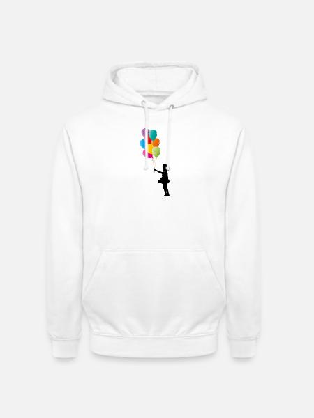 Mädchen mit bunten Luftballons - Unisex Hoodie - Weiß