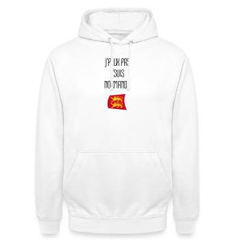 Humour Normandie J'peux pas j'suis Normande - Sweat-shirt à capuche unisexe - blanc - Devant - AI Model Male 185 dark (185cm) & AI Model Female 172 dark (172cm)
