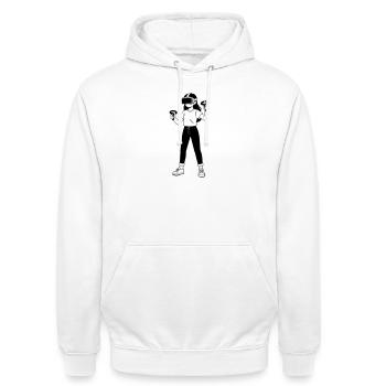 VR Gamer - Unisex Hoodie - Weiß - Vorne - AI Model Male 185 dark (185cm) & AI Model Female 172 dark (172cm)