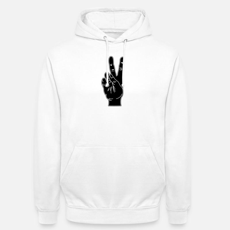 Geste de la main noire paix - Sweat-shirt à capuche unisexe - blanc