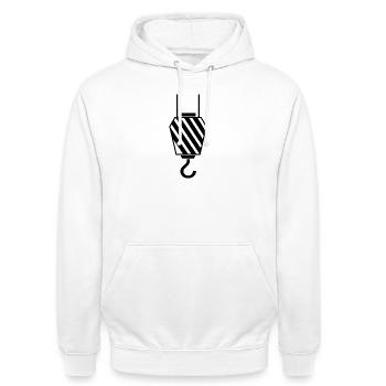 Crane hook - Unisex Hoodie - white - Front - AI Model Male 185 dark (185cm) & AI Model Female 172 dark (172cm)