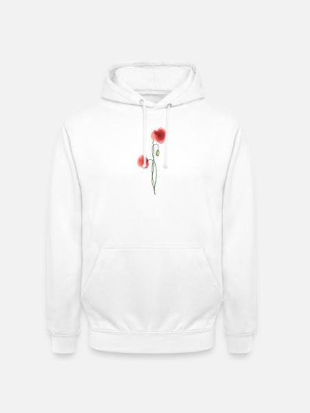 Blume: roter Mohn - Unisex Hoodie - Weiß