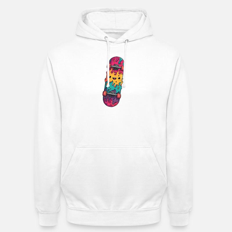 Visage rieur de Flame Skateboard - Sweat-shirt à capuche unisexe - blanc