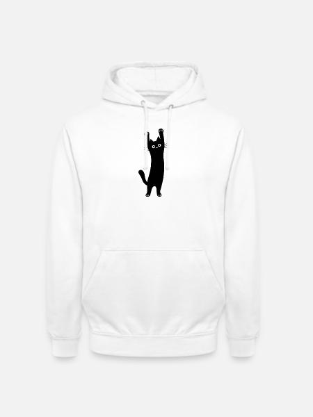 Schwarze Katze Streckpose - Unisex Hoodie - Weiß