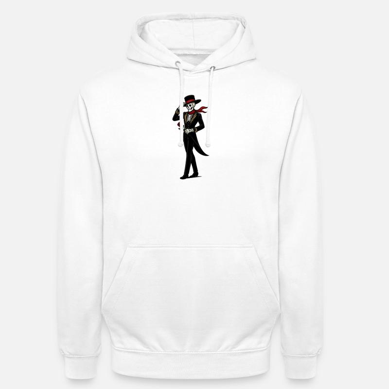 Rosa Mariachi Scheletro - Felpa con cappuccio unisex - bianco