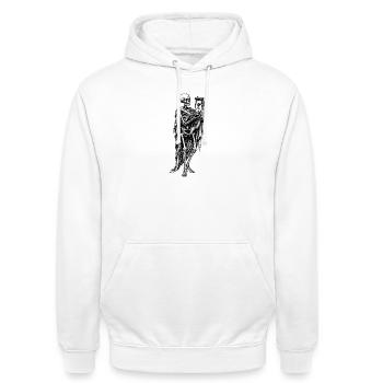 Skelett mit Sanduhr Gothic Motiv - Unisex Hoodie - Weiß - Vorne - AI Model Male 185 dark (185cm) & AI Model Female 172 dark (172cm)