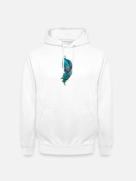 Bunte Pfauenfeder - Unisex Hoodie - Weiß