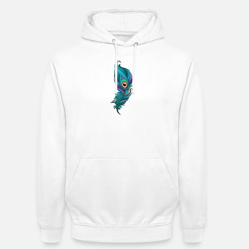 Plume de paon colorée - Sweat-shirt à capuche unisexe - blanc