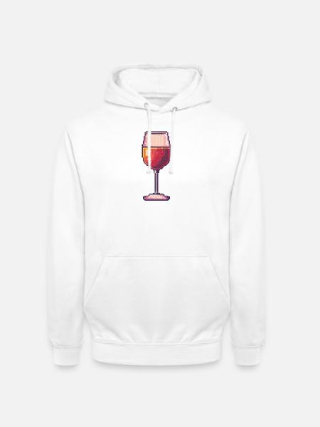Pixel Weinglas Retro - Unisex Hoodie - Weiß
