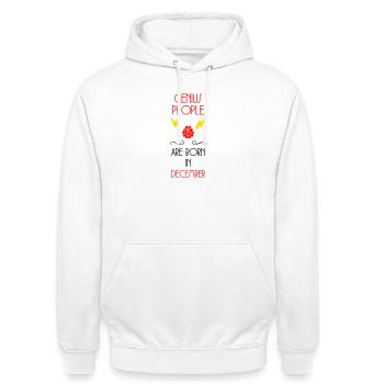 Genie-Genie-Genie, geboren im Dezember - Unisex Hoodie - Weiß - Vorne - AI Model Male 185 dark (185cm) & AI Model Female 172 dark (172cm)