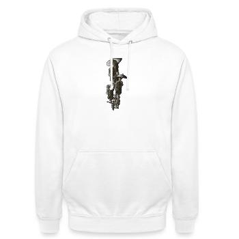 Geisha Silhouetten mit Schirmen - Unisex Hoodie - Weiß - Vorne - AI Model Male 185 dark (185cm) & AI Model Female 172 dark (172cm)