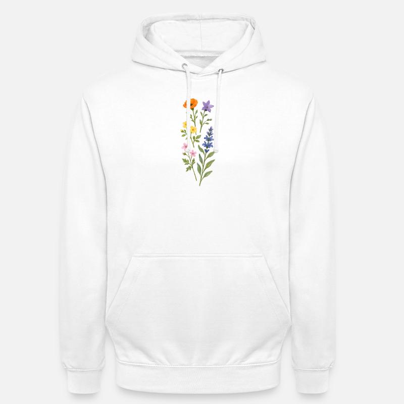 Bouquet aquarelle de fleurs sauvages - Sweat-shirt à capuche unisexe - blanc