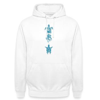 Deux tortues et une méduse - Sweat-shirt à capuche unisexe - blanc - Devant - AI Model Male 185 dark (185cm) & AI Model Female 172 dark (172cm)