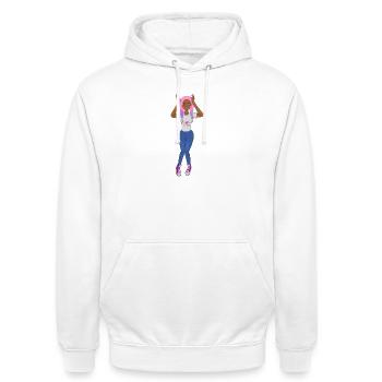 Schwarzes Mädchen, pinke Zöpfe, Haare, süßes Afro-Mädchen, - Unisex Hoodie - Weiß - Vorne - AI Model Male 185 dark (185cm) & AI Model Female 172 dark (172cm)