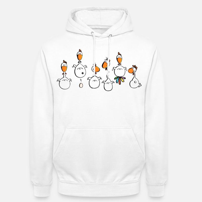 Crazy Chickens - poule - poluets - coq - Sweat-shirt à capuche unisexe - blanc