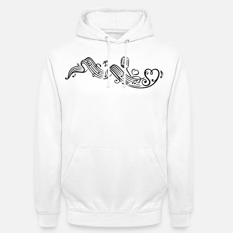 Notenblatt mit microphon, music, notes, clef - Unisex Hoodie - Weiß