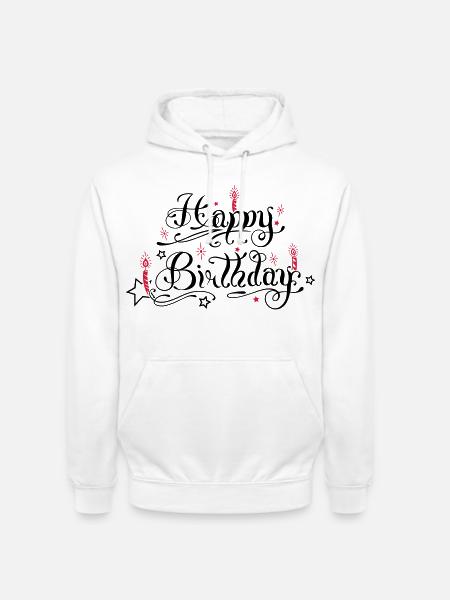 Happy birthday lettering with candles. - Unisex Hoodie - white