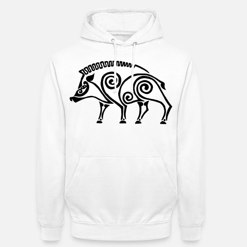 schwarzer keltischer Eber - Unisex Hoodie - Weiß