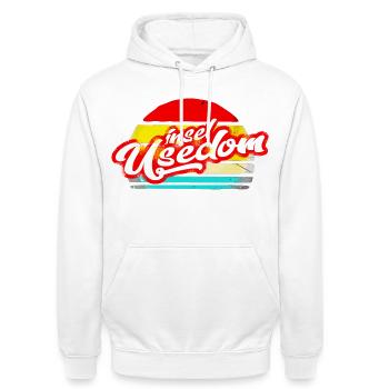 insel usedom shirt retro vintage aufkleber sticker - Unisex Hoodie - Weiß - Vorne - AI Model Male 185 dark (185cm) & AI Model Female 172 dark (172cm)