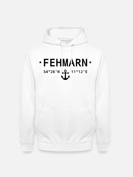 Fehmarn Koordinaten - Unisex Hoodie - Weiß