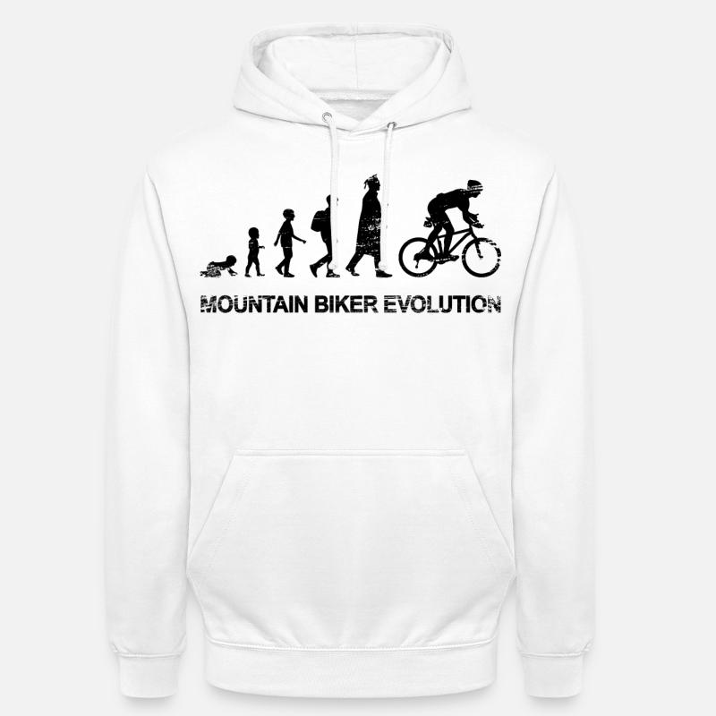Entwicklung eines Mountainbikers - Unisex Hoodie - Weiß