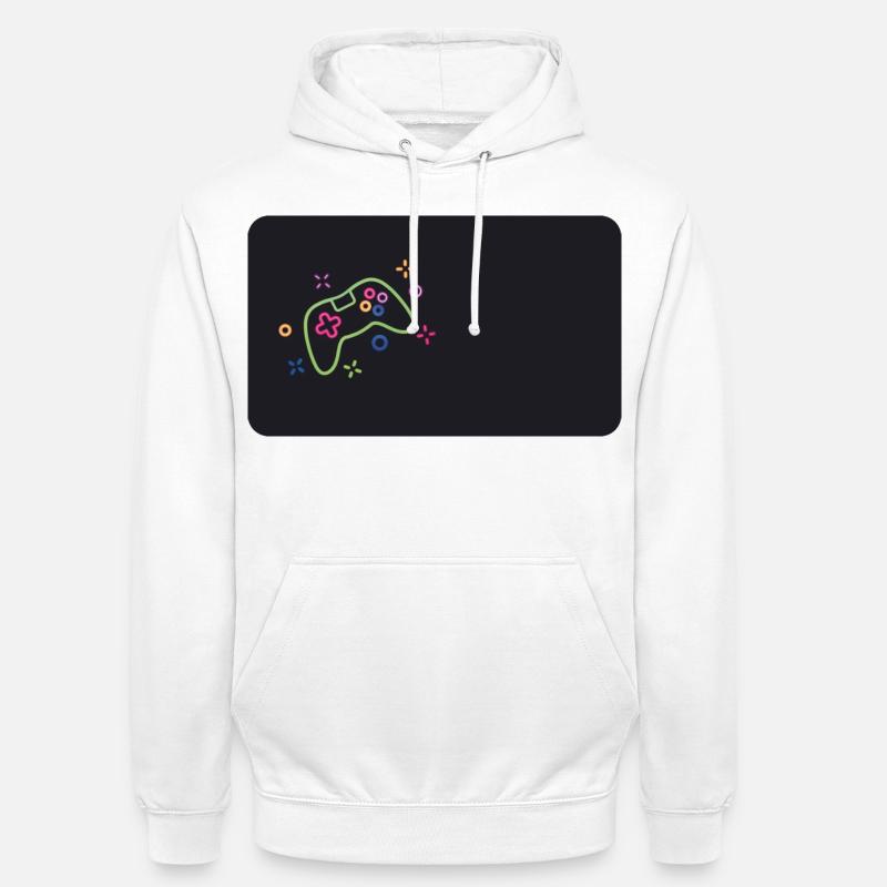 Bunter Spielecontroller auf schwarzem Hintergrund - Unisex Hoodie - Weiß