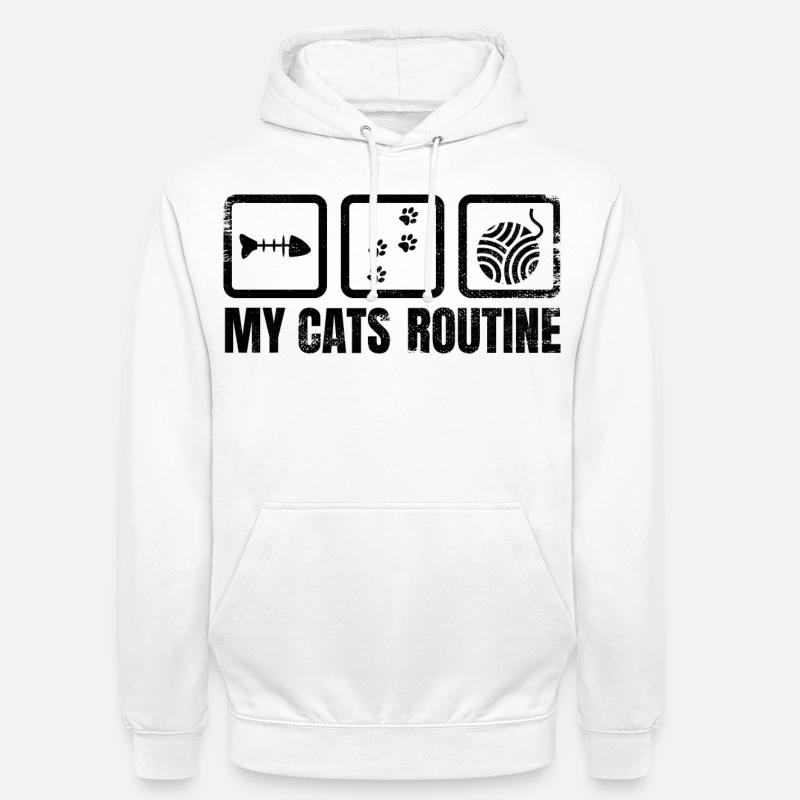 Routine quotidienne du chat - Sweat-shirt à capuche unisexe - blanc