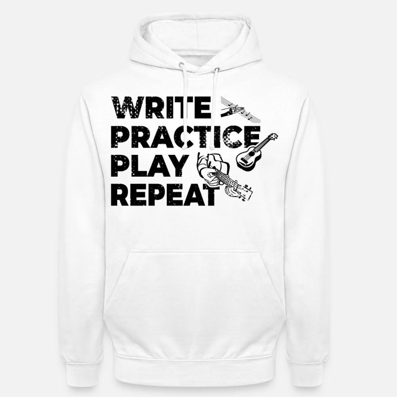 Writing, practicing, playing, repeating - Unisex Hoodie - white