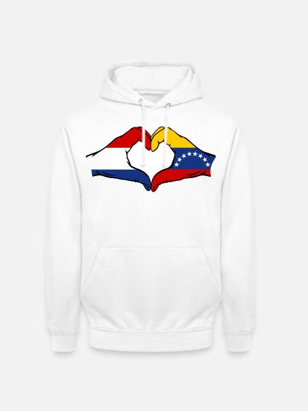 Holland Venezuela Flag Hands Heart Shape - Unisex Hoodie - white