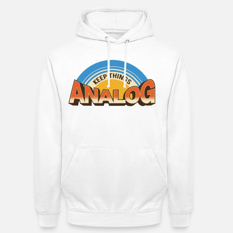Keep Things Analog – Retro Tech-Statement - Unisex Hoodie - Weiß