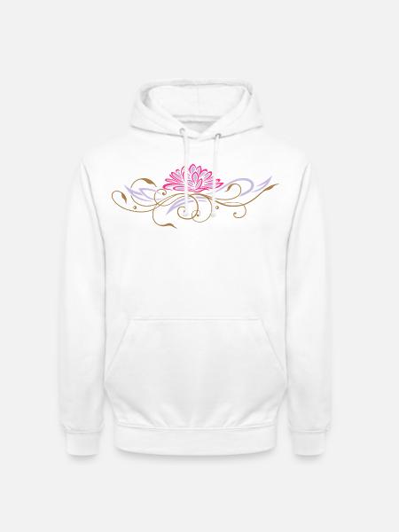 Filigree lotus with ornaments - Unisex Hoodie - white