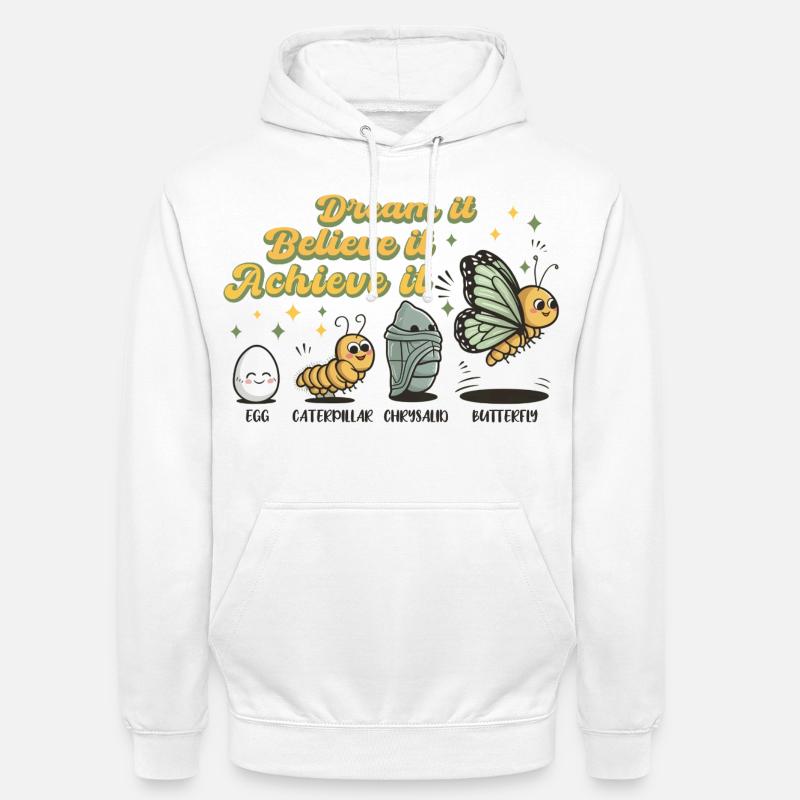 Chenille Schmetterling Schule Evolution Geschenk - Unisex Hoodie - Weiß