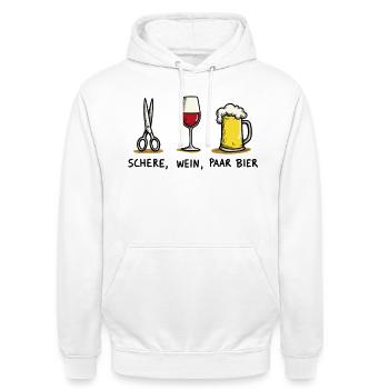Schere Wein Paar Bier Lustiges Party Wortspiel - Unisex Hoodie - Weiß - Vorne - AI Model Male 185 dark (185cm) & AI Model Female 172 dark (172cm)