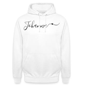 Johanna Name Vorname Dekorativ - Unisex Hoodie - Weiß - Vorne - AI Model Male 185 dark (185cm) & AI Model Female 172 dark (172cm)