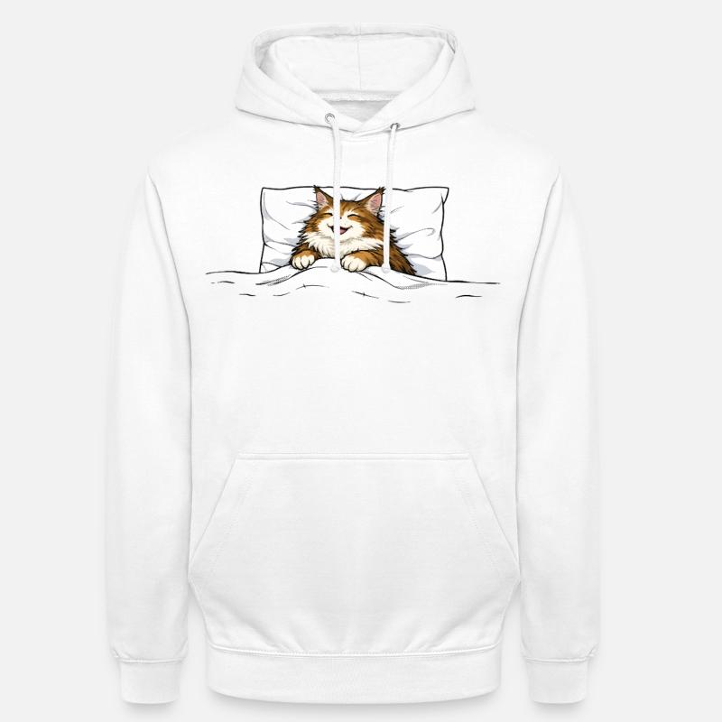 Sovande katt – Söt kramdjursdesign - Luvtröja unisex - vit