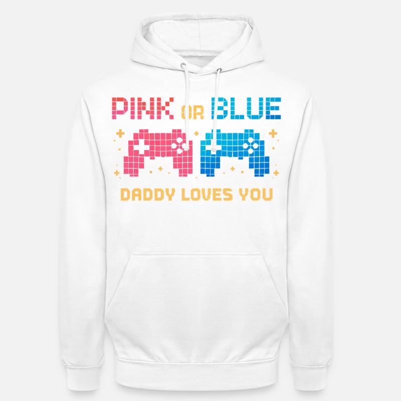 Pink or Blue Pixel Controller - Unisex Hoodie - white