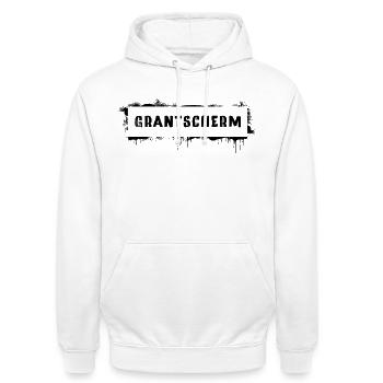 Grantscherm – Viennese dialect cult saying - Unisex Hoodie - white - Front - AI Model Male 185 dark (185cm) & AI Model Female 172 dark (172cm)