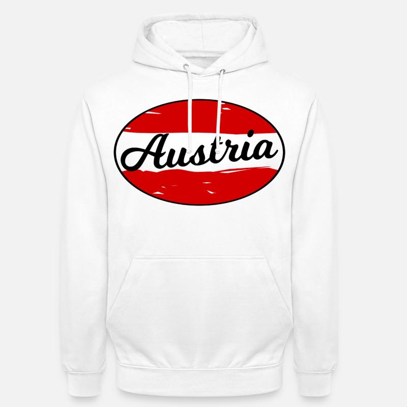 Austria Script Logo on Red - Unisex Hoodie - white