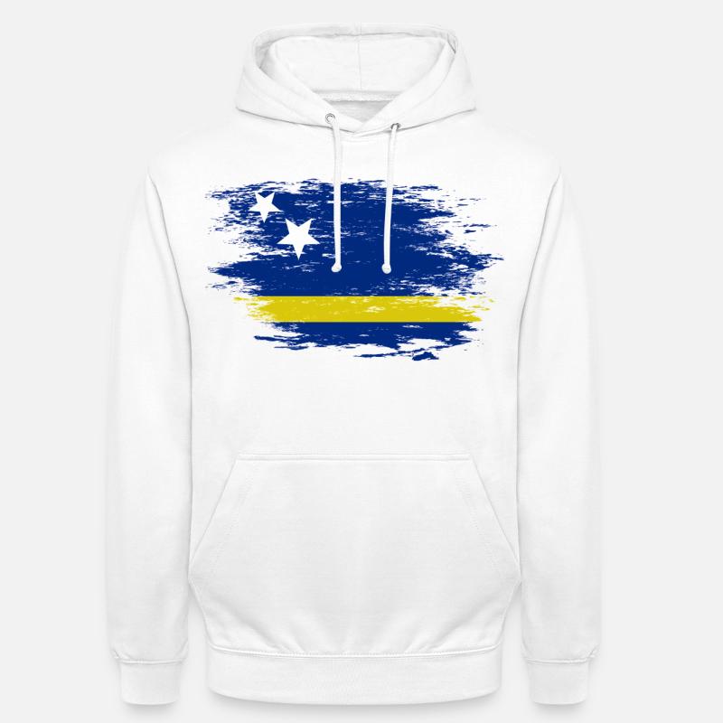 Drapeau de Curaçao utilisé - Sweat-shirt à capuche unisexe - blanc