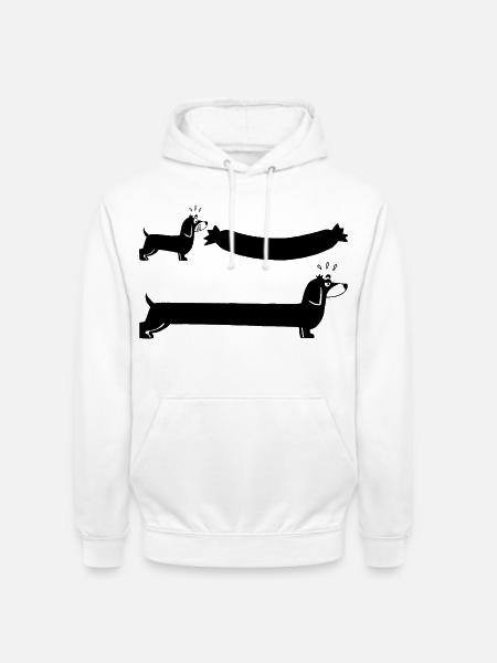 Der schwarze Hund und die Wurst - Unisex Hoodie - Weiß