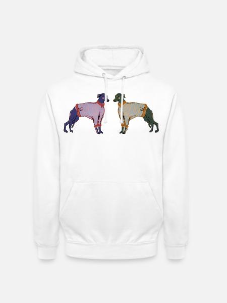 WHIPPETS IN STREIFEN - Unisex Hoodie - Weiß