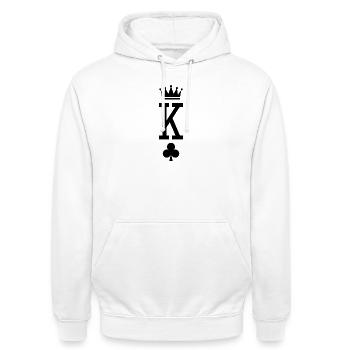 König der Karten - Unisex Hoodie - Weiß - Vorne - AI Model Male 185 dark (185cm) & AI Model Female 172 dark (172cm)