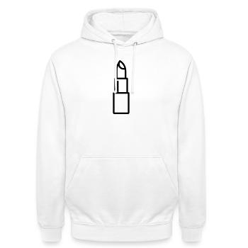 Lippenstift - Unisex Hoodie - Weiß - Vorne - AI Model Male 185 dark (185cm) & AI Model Female 172 dark (172cm)