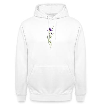 Iris in Japanese Zen style - Unisex Hoodie - white - Front - AI Model Male 185 dark (185cm) & AI Model Female 172 dark (172cm)