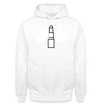 Lippenstift - Unisex Hoodie - Weiß - Vorne - AI Model Male 185 dark (185cm) & AI Model Female 172 dark (172cm)