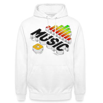 Jouer de la musique | Illustration de musique isométrique - Sweat-shirt à capuche unisexe - blanc - Devant - AI Model Male 185 dark (185cm) & AI Model Female 172 dark (172cm)
