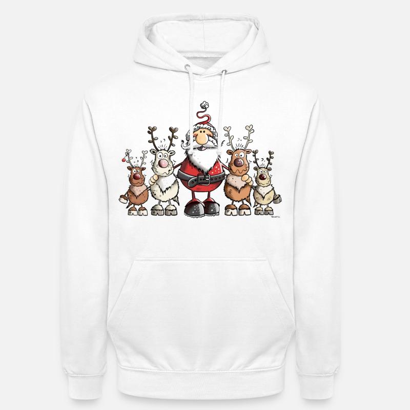 Papá Noel con los renos - Sudadera con capucha unisex - blanco