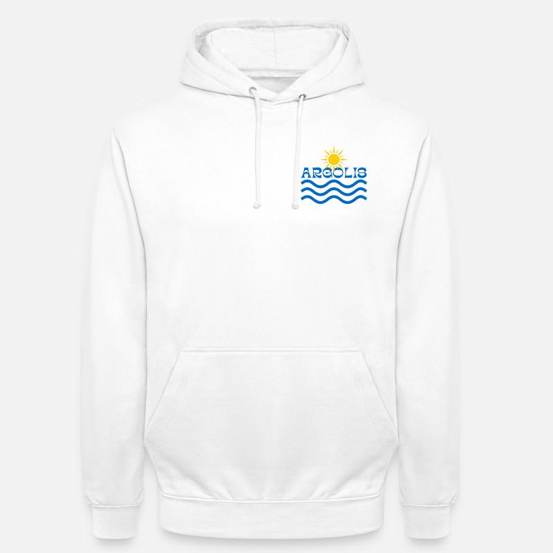 Soleil et Vagues d’Argolis - Sweat-shirt à capuche unisexe - blanc